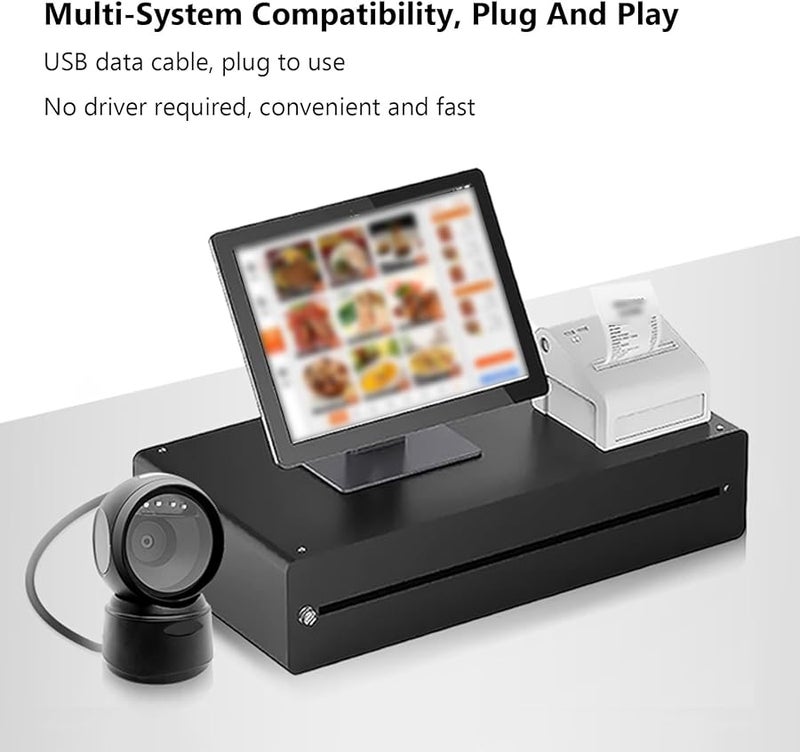 Automatic Omnidirectional Desktop USB Wired QR Barcode Scanner with Adjustable Angle Plug and Play - Image 4